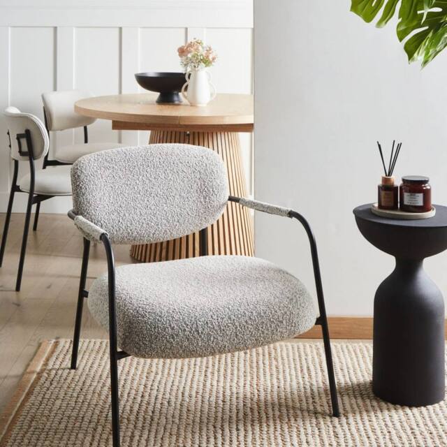 Wyld and Coco Century Modern Armchair - Black White Woven Polyester Steel Frame - image 1