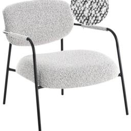 Wyld and Coco Century Modern Armchair - Black White Woven Polyester Steel Frame - thumbnail 2