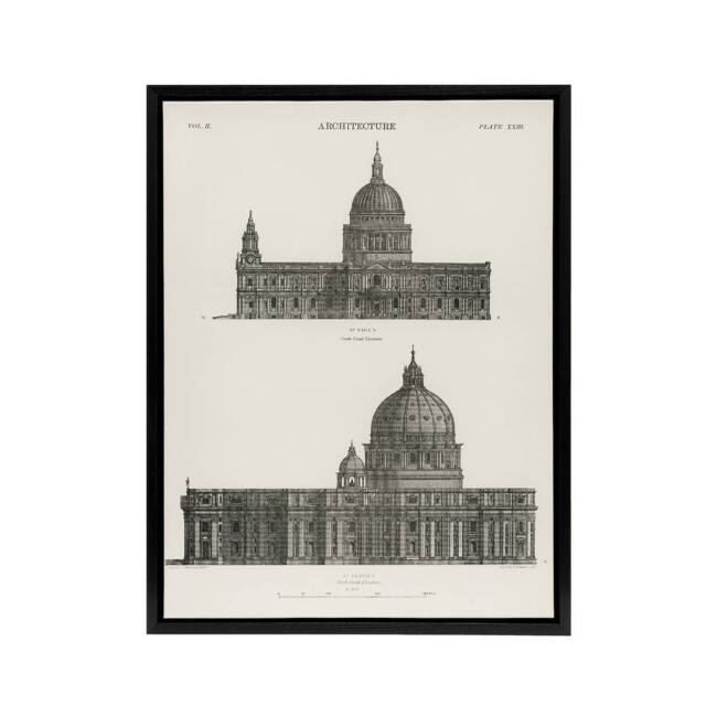 "Artery8 St Paul St Peters Encyclopaedia Britannica Black Framed Canvas Art in White - Size: W12"" x H16""" - image 1