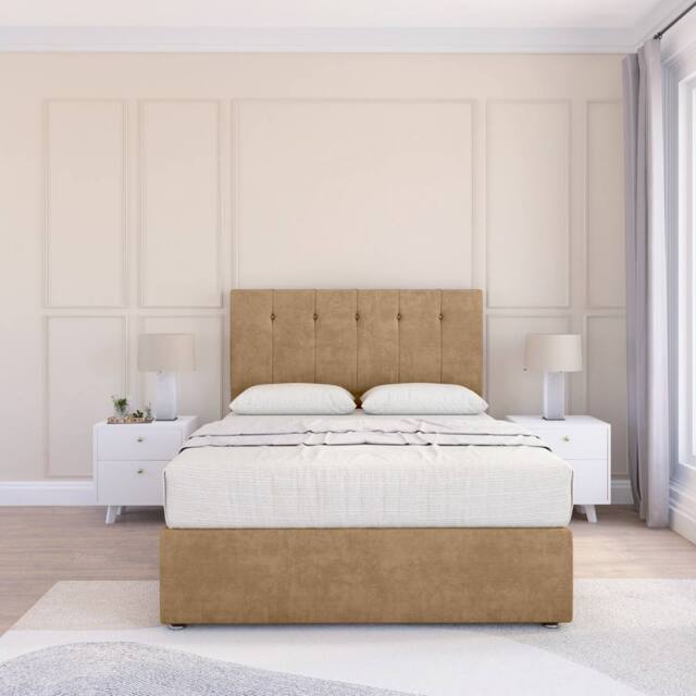 "Sloomy Cambridge Dumfries Divan Set 4 Drawers - 54"" Headboard-12"" Footboard in Light Brown - Size: Small Double" - image 1