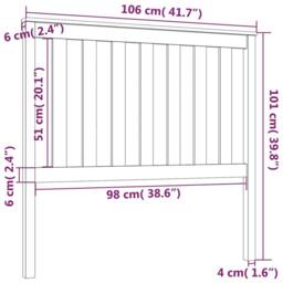 Berkfield Home Beautiful Bed Headboard 106x6x101 cm Solid Wood Pine in Light Tan - Size: 106 x 6 x 101 cm - thumbnail 6