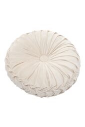Living and Home 45cm Beige Round Velvet Pleated Pumpkin Cushion - thumbnail 3