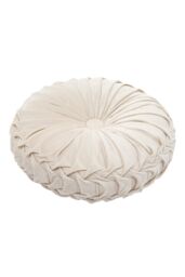 Living and Home 45cm Beige Round Velvet Pleated Pumpkin Cushion - thumbnail 2