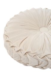 Living and Home 45cm Beige Round Velvet Pleated Pumpkin Cushion - thumbnail 5