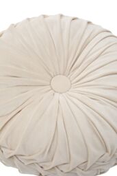 Living and Home 45cm Beige Round Velvet Pleated Pumpkin Cushion - thumbnail 6