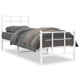 Berkfield Home Metal Bed Frame without Mattress with Footboard White 75x190cm - Size: 75x190 cm - thumbnail 1