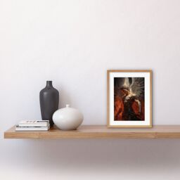 Artery8 Wall Art Print Archangel Michael Powerful Warrior Conceptual Artwork Champion of Justice Armour Angel Wings Artwork Framed 9X7 Inch - thumbnail 2