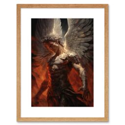 Artery8 Wall Art Print Archangel Michael Powerful Warrior Conceptual Artwork Champion of Justice Armour Angel Wings Artwork Framed 9X7 Inch - thumbnail 1
