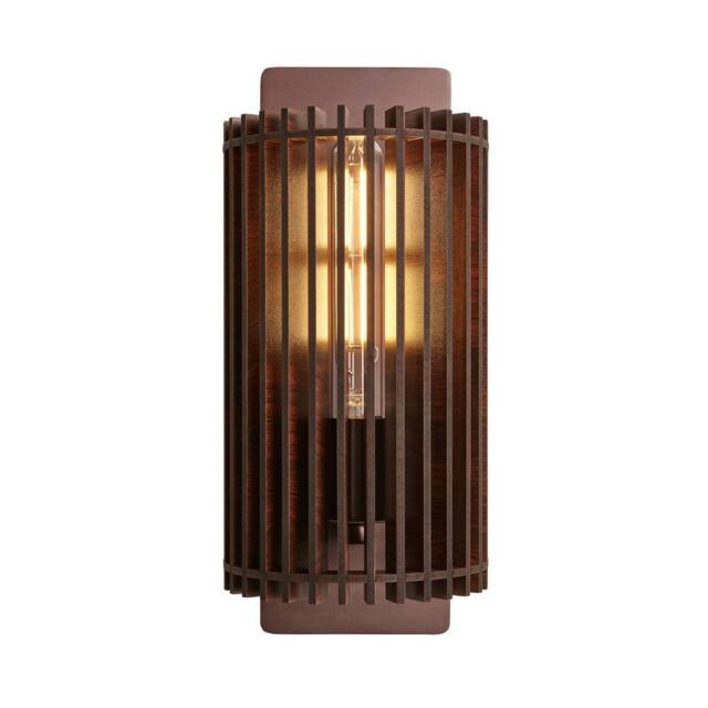 Industville Rift Slatted Wooden Wall Light - Dark in Bronze - Size: Medium - image 1