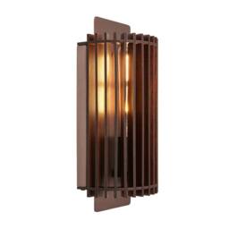Industville Rift Slatted Wooden Wall Light - Dark in Bronze - Size: Medium - thumbnail 2