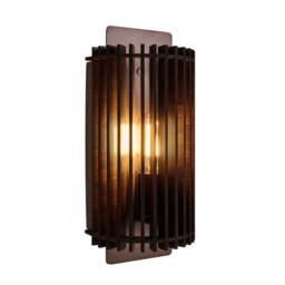Industville Rift Slatted Wooden Wall Light - Dark in Bronze - Size: Medium - thumbnail 6