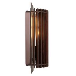 Industville Rift Slatted Wooden Wall Light - Dark in Bronze - Size: Medium - thumbnail 5