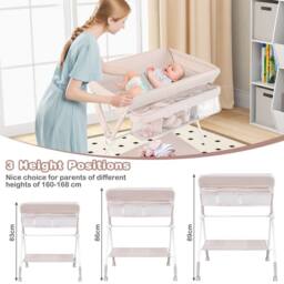 Gymax Rolling Diaper Changing Station Folding Changing Table With Trash Can in Light Beige - thumbnail 7