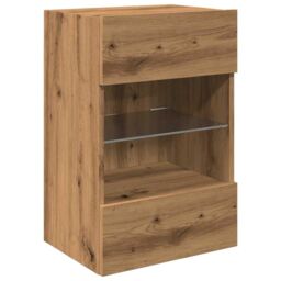 Berkfield Home TV Wall Cabinets with LED Lights 2 pcs Artisan Oak 40x30x60, 5 cm in Brown - thumbnail 6