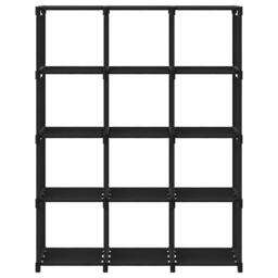 Berkfield Home Modern 12-Cube Display Shelf Black 103x30x141 cm Fabric - Size: 103 x 30 x 141 cm - thumbnail 3