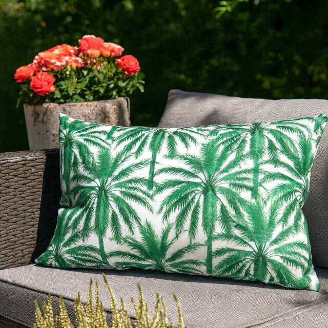 Voltico Palm Tree Pattern Garden Filled Cushion 60 × 40 cm in Green - Size: 40 cm x 60 cm - image 1