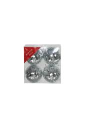 KDMD Silver Disco Bauble 10cm 4 Pack