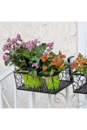 Living and Home 30Cm Hanging Railing Planter Flower Pot Holder in Black - thumbnail 1