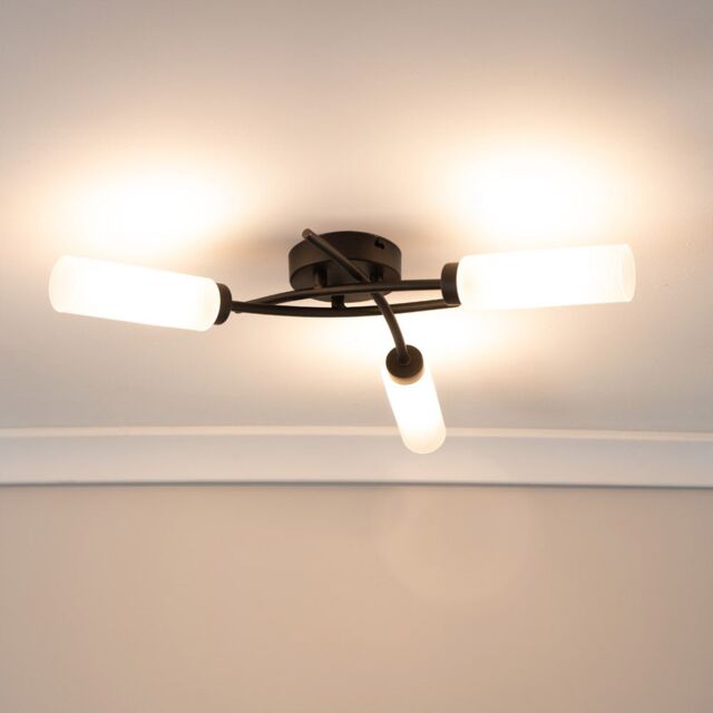 ValueLights Maya 3 Way Curved Cross Over Flush Ceiling Light with LED Bulb in Black - image 1