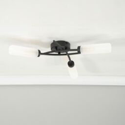ValueLights Maya 3 Way Curved Cross Over Flush Ceiling Light with LED Bulb in Black - thumbnail 4