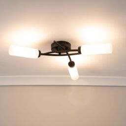 ValueLights Maya 3 Way Curved Cross Over Flush Ceiling Light with LED Bulb in Black
