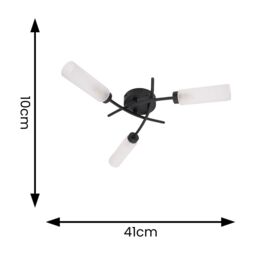 ValueLights Maya 3 Way Curved Cross Over Flush Ceiling Light with LED Bulb in Black - thumbnail 5