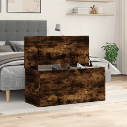 Berkfield Home Storage Box Smoked Oak 100x42x46 cm Engineered Wood in Brown - Size: 100 x 42 x 46 cm - thumbnail 3