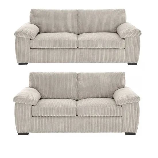 LUXURY LIFE Amalfi Collingdale Jumbo Cord Fabric Sofa Set in Cream - image 1