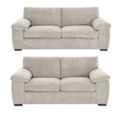 LUXURY LIFE Amalfi Collingdale Jumbo Cord Fabric Sofa Set in Cream - thumbnail 1