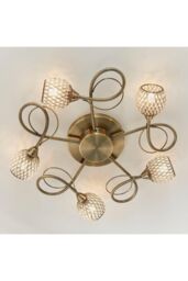 Netlighting Aherne 5 Light Semi flush Antique Brass With Antique Brass Wire Bead Shade G9 in Gold - thumbnail 3