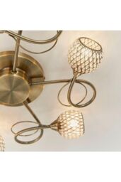 Netlighting Aherne 5 Light Semi flush Antique Brass With Antique Brass Wire Bead Shade G9 in Gold - thumbnail 5
