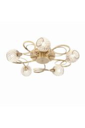 Netlighting Aherne 5 Light Semi flush Antique Brass With Antique Brass Wire Bead Shade G9 in Gold