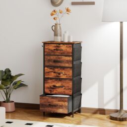 HOMCOM Fabric Chest of Drawers, Drawer Dresser for Bedroom in Brown - Size: XL - thumbnail 1