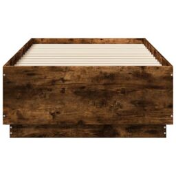 Berkfield Home Bed Frame with LED without Mattress Smoked Oak 90x190 cm Single in Brown - thumbnail 6