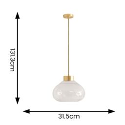 ValueLights Corinne Twill Spiral Clear Glass Gold Capped Ceiling Pendant Light - thumbnail 6