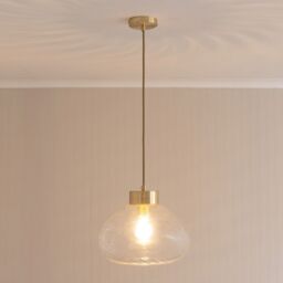 ValueLights Corinne Twill Spiral Clear Glass Gold Capped Ceiling Pendant Light - thumbnail 1
