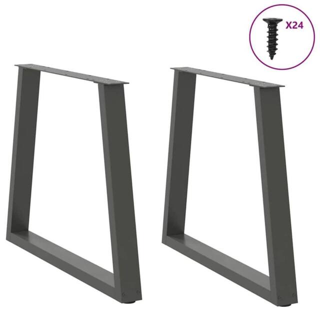 Berkfield Home Modern Dining Table Legs V-Shape 2 pcs Anthracite 70x(72-73.3) cm in Charcoal - image 1