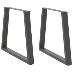 Berkfield Home Modern Dining Table Legs V-Shape 2 pcs Anthracite 70x(72-73.3) cm in Charcoal - thumbnail 2