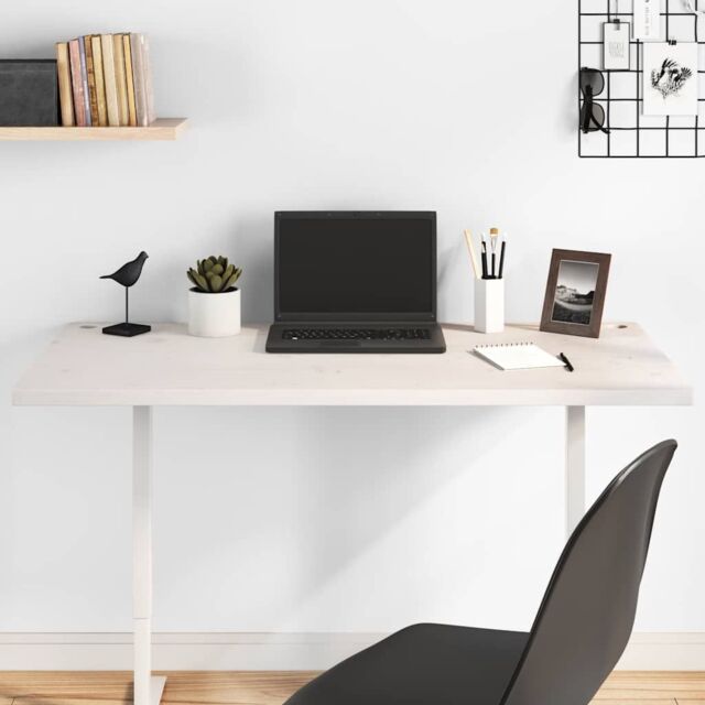 Berkfield Home Desk Top White 110x60x2.5 cm Solid Wood Pine - image 1