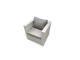 Fimous Garden Dining Set Outdoor Rattan Furniture Set with Sofa Dining Table 2 Chairs 3 Footstools Light Grey Mixed - thumbnail 6