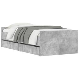 Berkfield Home Bed Frame without Mattress Concrete Grey 75x190 cm Small Single Small Single - thumbnail 4