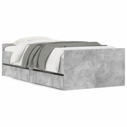 Berkfield Home Bed Frame without Mattress Concrete Grey 75x190 cm Small Single Small Single - thumbnail 2
