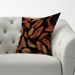 Warren Reed - Designer Orange Feather Leaves Cushions - Size: 45 cm x 45 cm - thumbnail 2