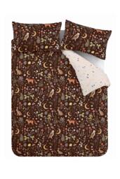 Catherine Lansfield 'Enchanted Twilight Animals' Reversible Duvet Cover Set in Chocolate - Size: Double - thumbnail 5