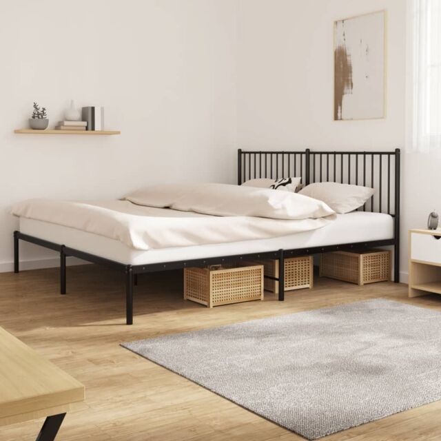 Berkfield Home Metal Bed Frame with Headboard Black 180x200 cm Super King - image 1