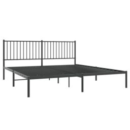 Berkfield Home Metal Bed Frame with Headboard Black 180x200 cm Super King - thumbnail 4