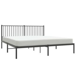 Berkfield Home Metal Bed Frame with Headboard Black 180x200 cm Super King - thumbnail 3