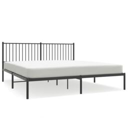 Berkfield Home Metal Bed Frame with Headboard Black 180x200 cm Super King - thumbnail 2