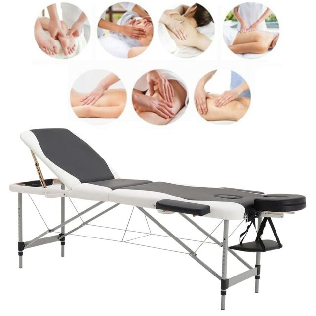 Living and Home Professional Folding Beauty Spa Bed Portable Adjustable Massage Bed in Black - image 1