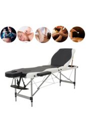 Living and Home Professional Folding Beauty Spa Bed Portable Adjustable Massage Bed in Black - thumbnail 3